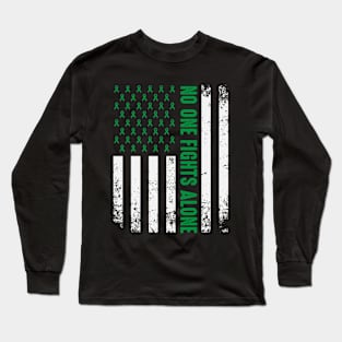 No One Fights Alone | Mental Health Awareness Flag | Green Ribbon Long Sleeve T-Shirt